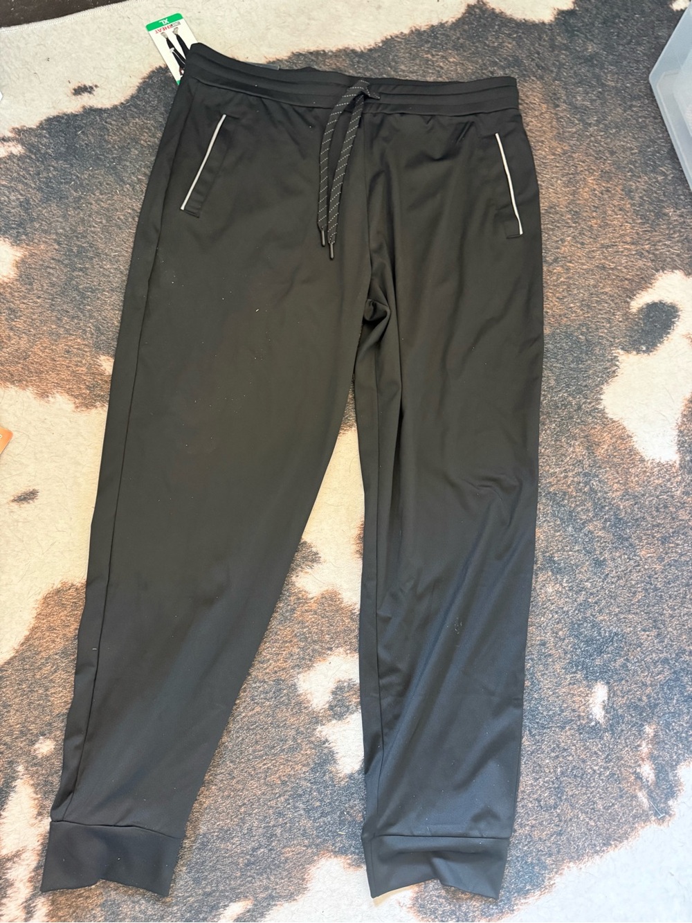 32 Degrees Black Slim Drawstring Joggers with Contrast Trim-XL NWT